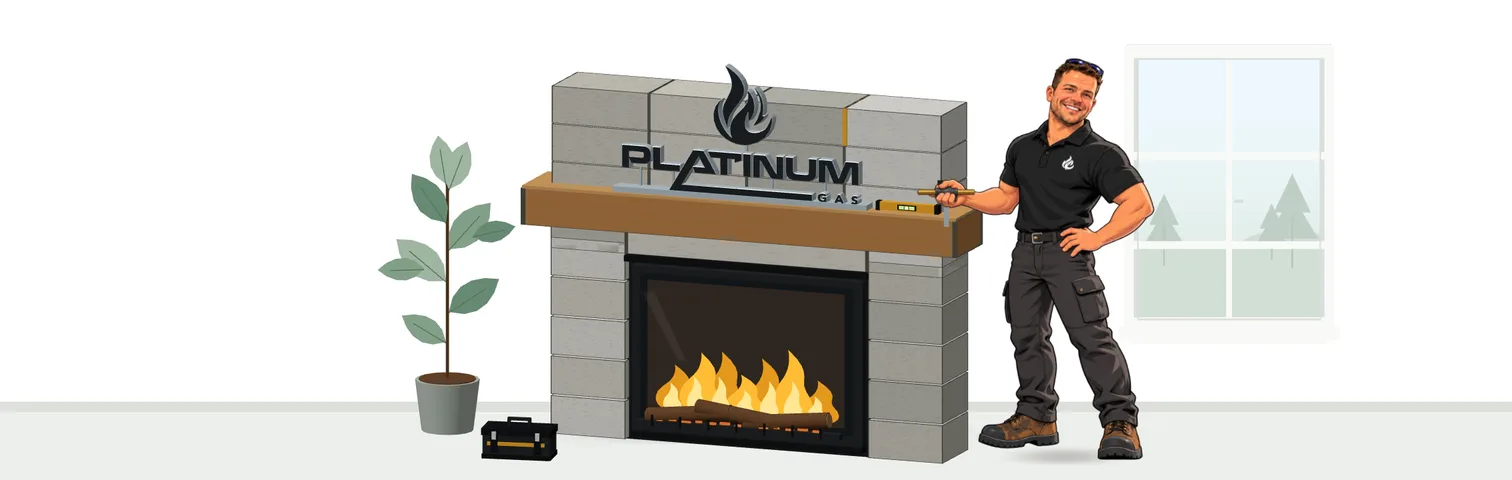 Illustrated Reilly beside a lit stone fireplace and a detailed window.