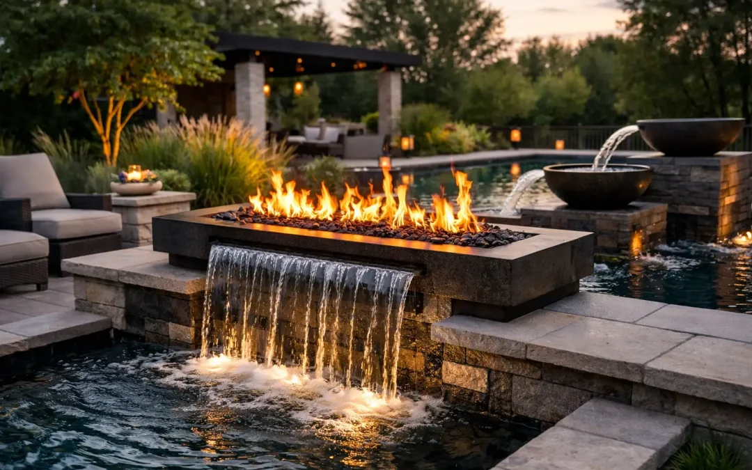 Outdoor Fire Water Features for Elegant Yards