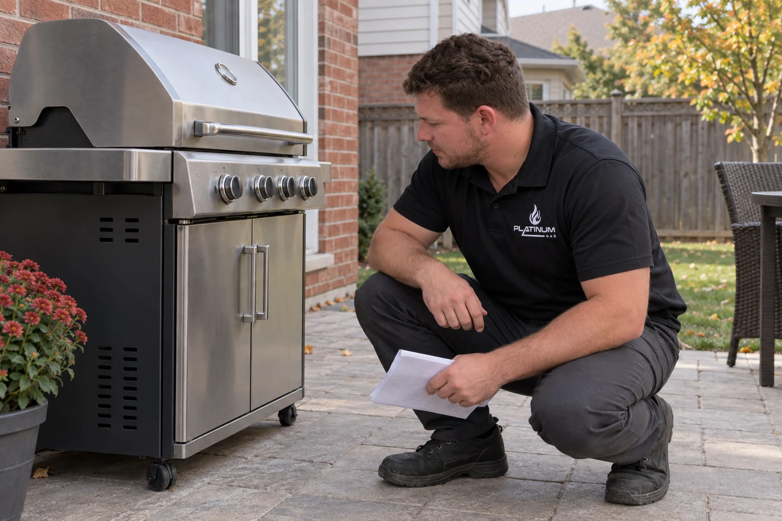 Reilly reviewing the layout of a barbecue area