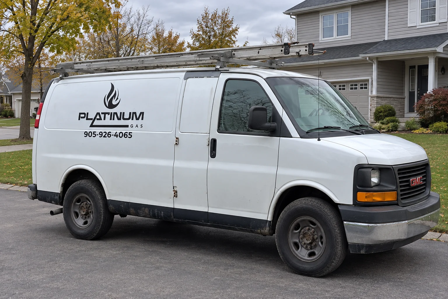 Platinum Gas service van parked on a residential street