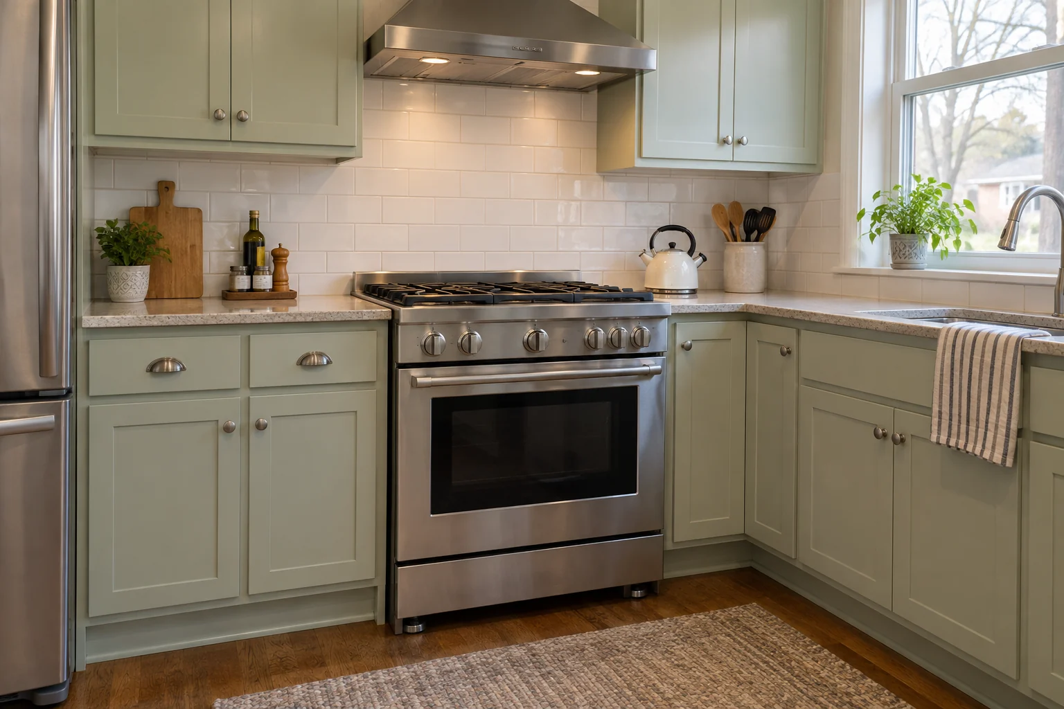 Gas range installed in a renovated kitchen