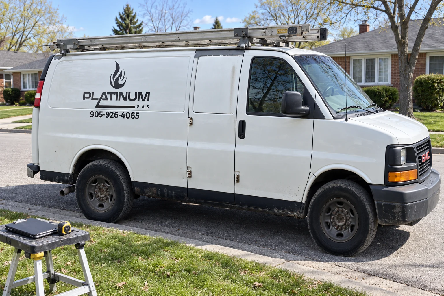 Platinum Gas service van parked outside a home