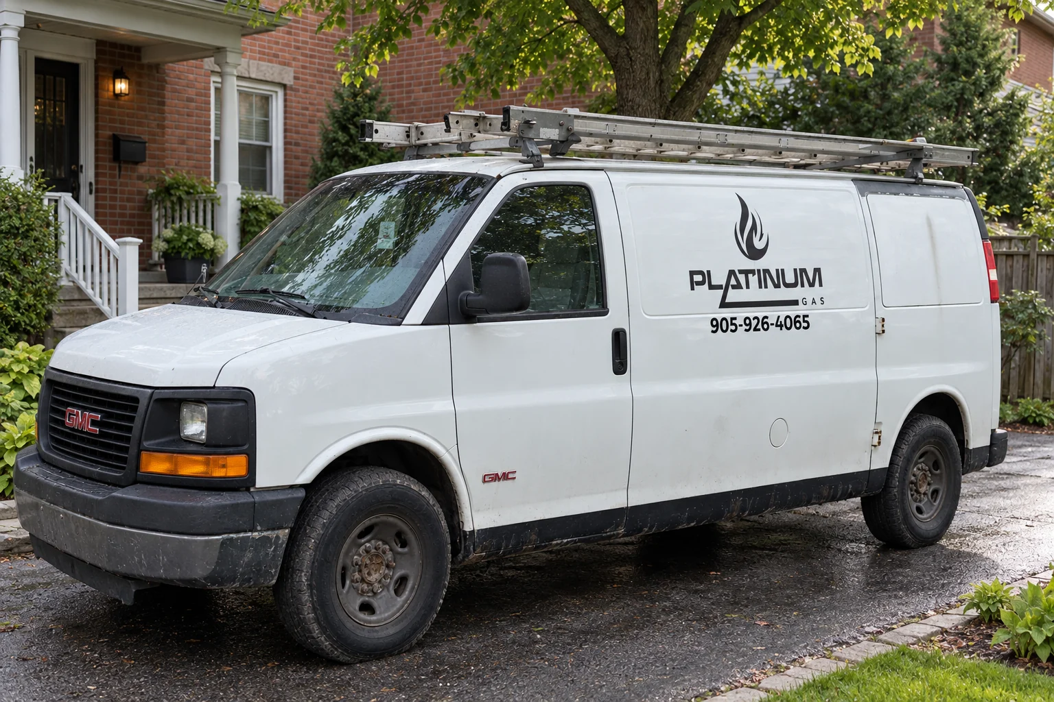 Platinum Gas service van parked in a residential driveway