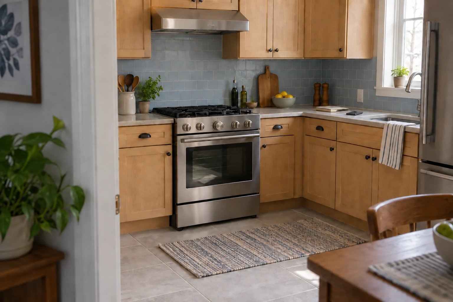 Gas range in a kitchen prepared for appliance planning