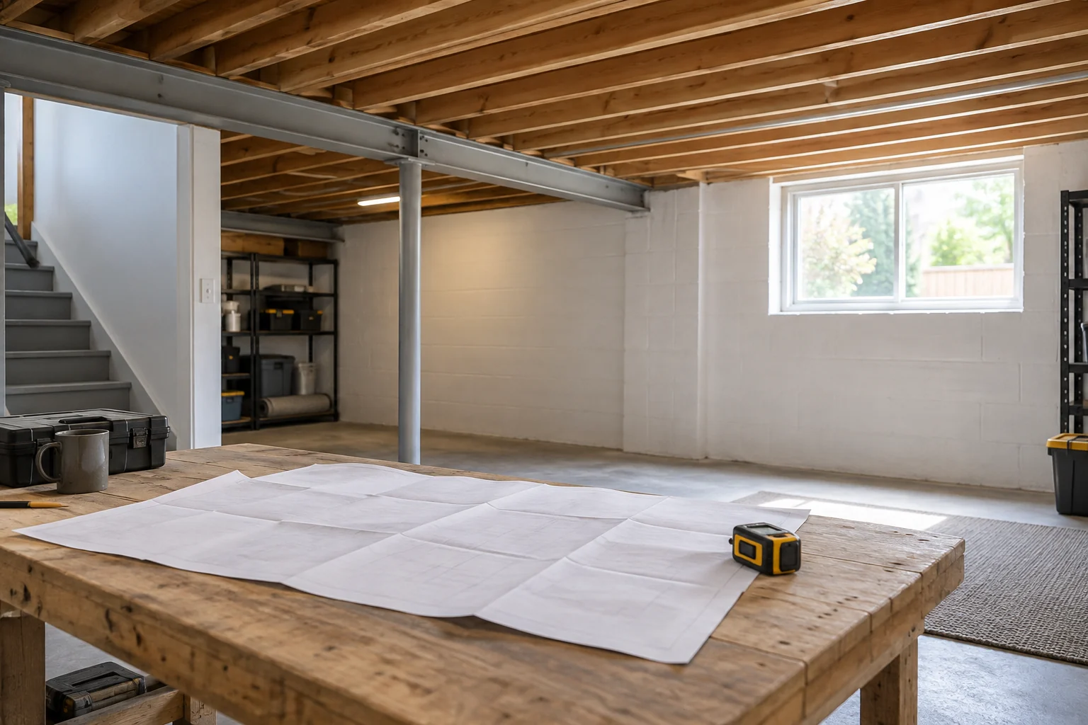Unfinished basement and planning tools for an accessible gas-line route