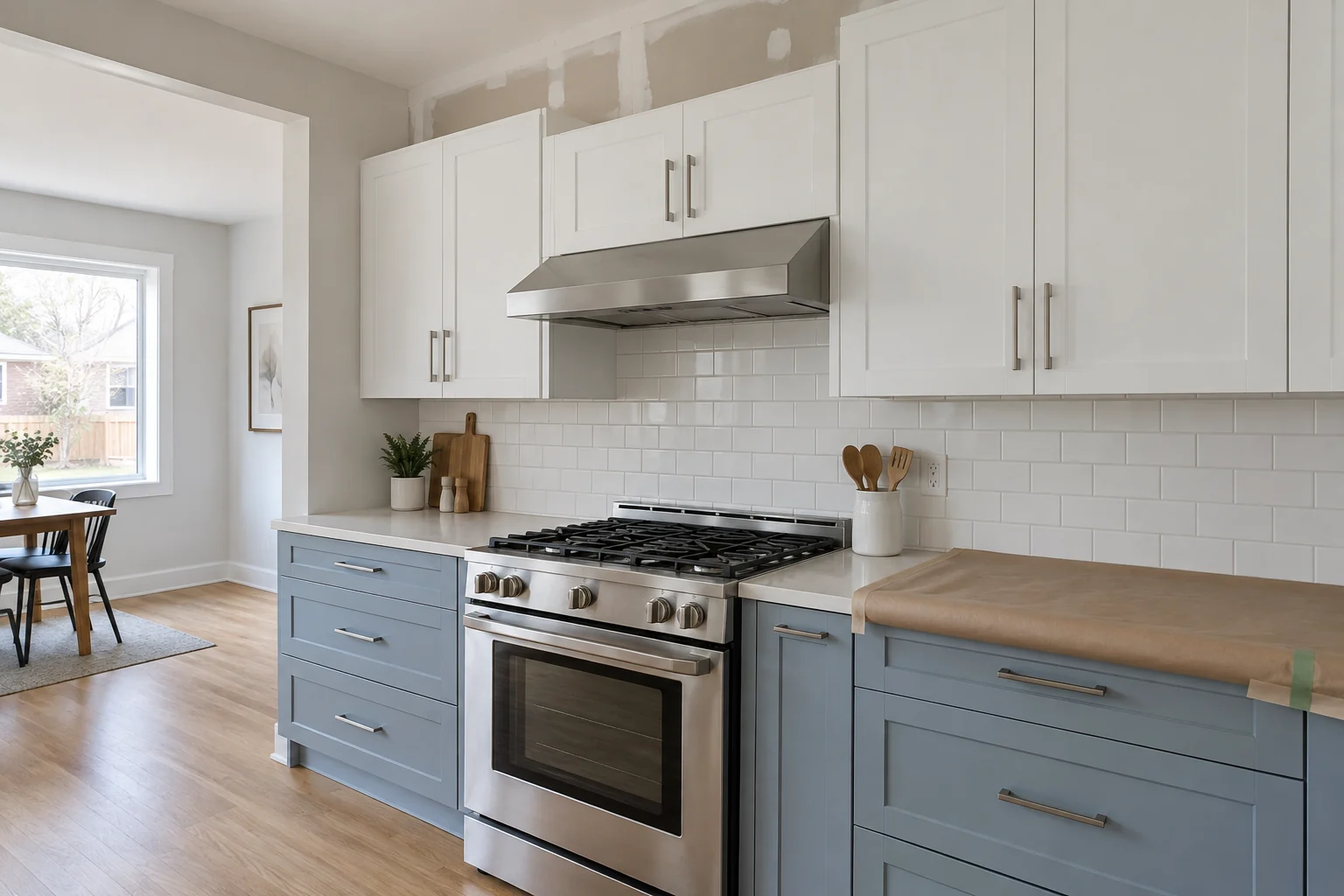 Kitchen gas-appliance setting before final finishes