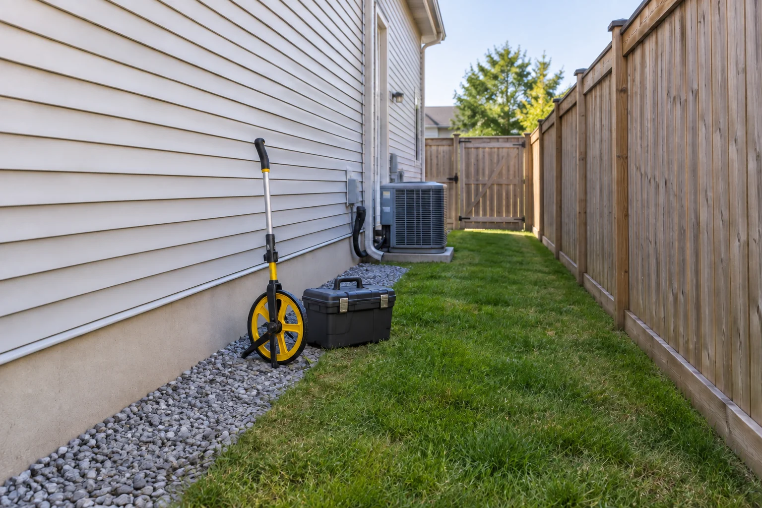 Side-yard access area for concealed gas-line planning