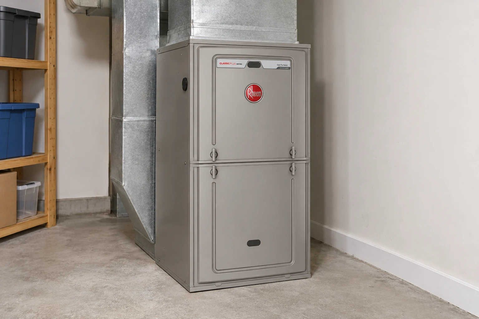 Closed furnace with a clear aisle for service assessment