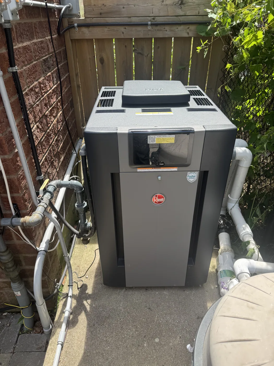 Outdoor pool heater and connected equipment, shared by Platinum Gas